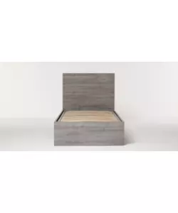 Letto 1 piazza e mezza "hi box" rovere grigio con rete e contenitore, 90x190 cm